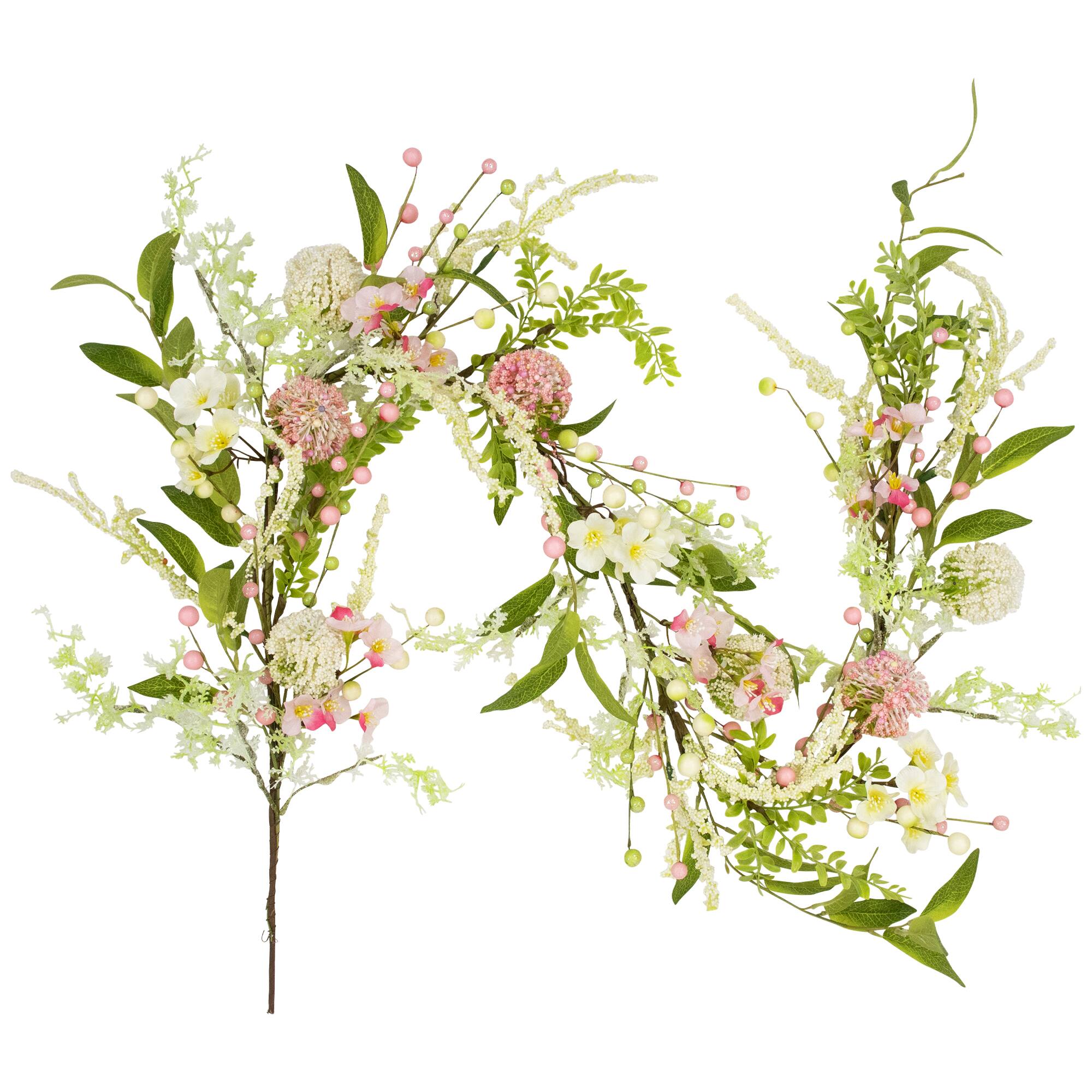 5ft. Pink Hydrangea & Berry Floral Spring Garland